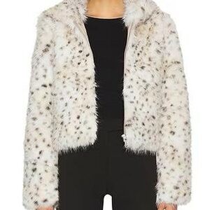 Free people louder please faux fur jacket snow leopard S